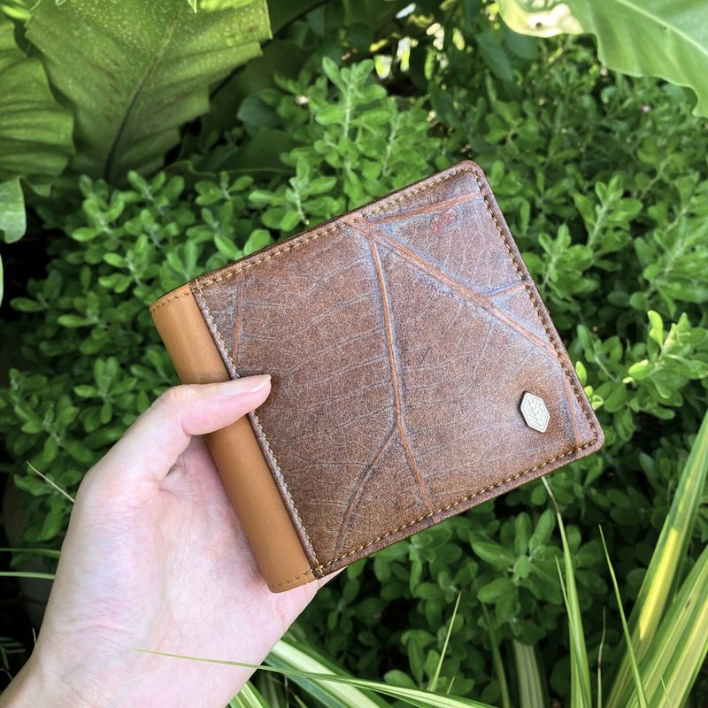 VEGAN COIN WALLET - Timber Tan - 皮夾/長短夾/錢包 - 植物．花 咖啡色