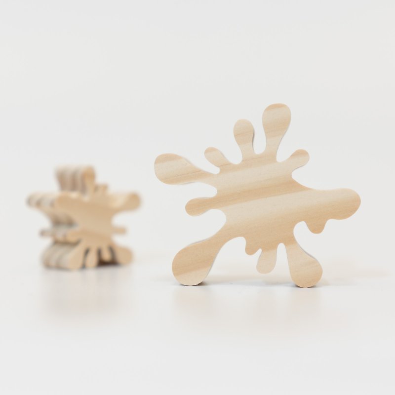wagaZOO厚切造型積木 圖形系列－水花 - 裝飾/擺設  - 木頭 卡其色