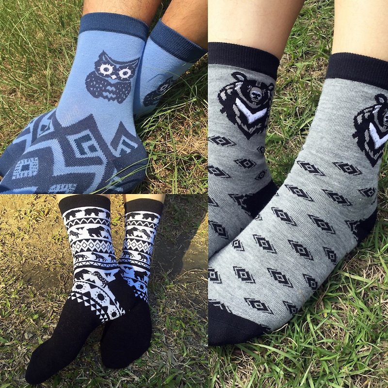 [Socks three pairs of combinations] animal series - ถุงเท้า - ผ้าฝ้าย/ผ้าลินิน หลากหลายสี