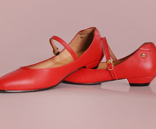 red low heel dress shoes