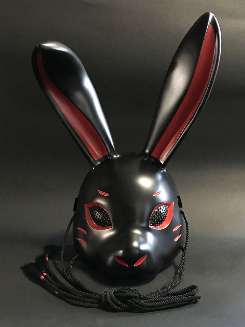 Rabbit face black x red - Eye Masks - Plastic Black