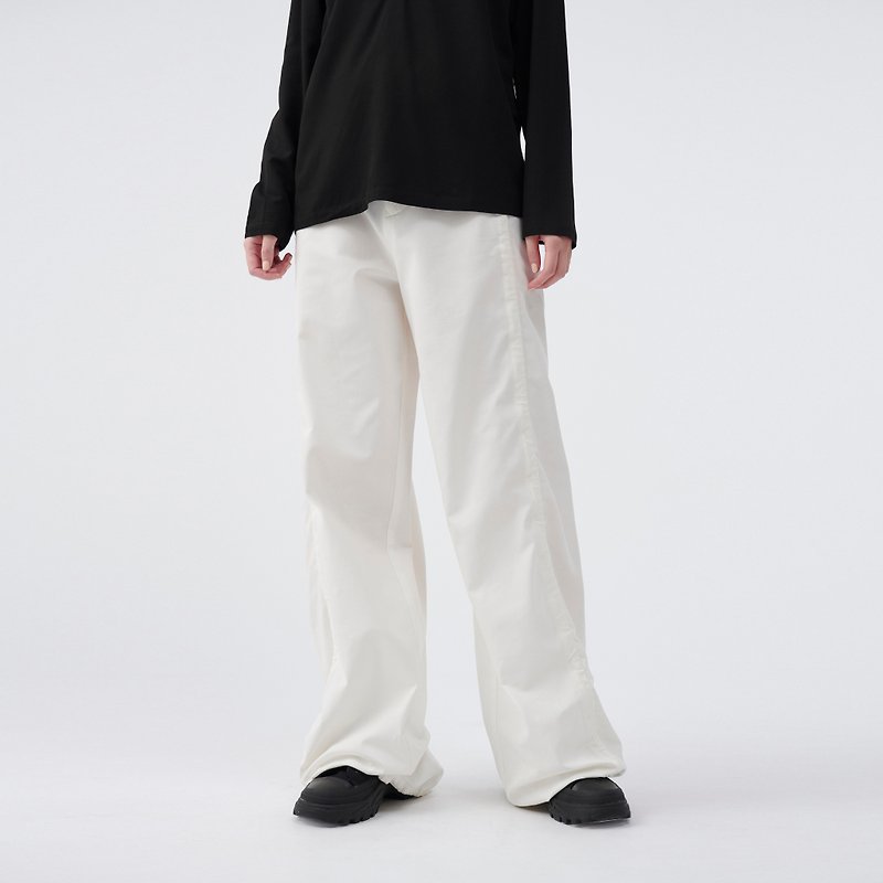TRAN - wide leg trousers with adjustable drawcords - Women's Pants - Cotton & Hemp White