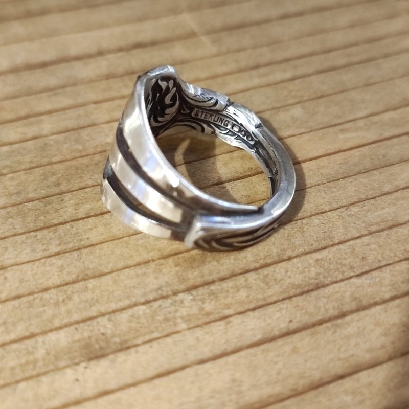 人気のデザイン  アメリカアンティークシルバーフォークのリメイクリング_0876 ヴィンテージ レトロ - 戒指 - 純銀 銀色