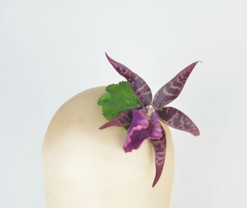 Headpiece Hair Clip Purple Orchid Floral Woodland Fairy Cute Fashion Headwear - 髮夾/髮圈 - 其他材質 紫色