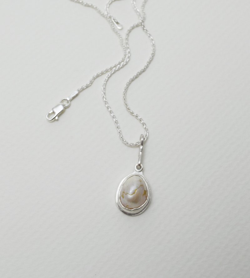 Simple small stone-Baroque Pearl‧Silver necklace‧#3 - สร้อยคอ - เงินแท้ หลากหลายสี