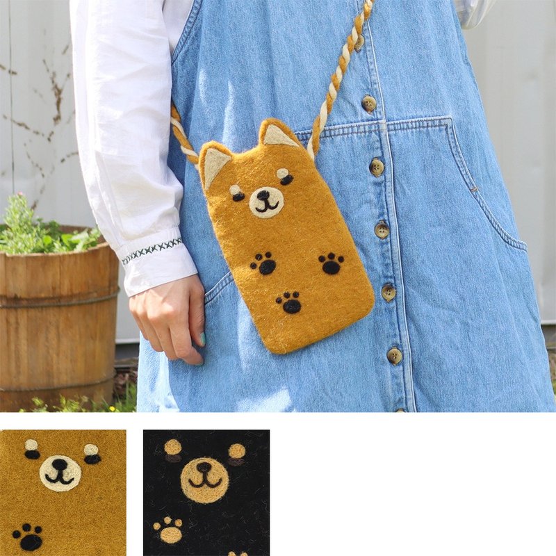 [Pre-order] Handmade Nepalese Wool Felt Shiba Inu Shoulder Bag - Messenger Bags & Sling Bags - Wool Orange