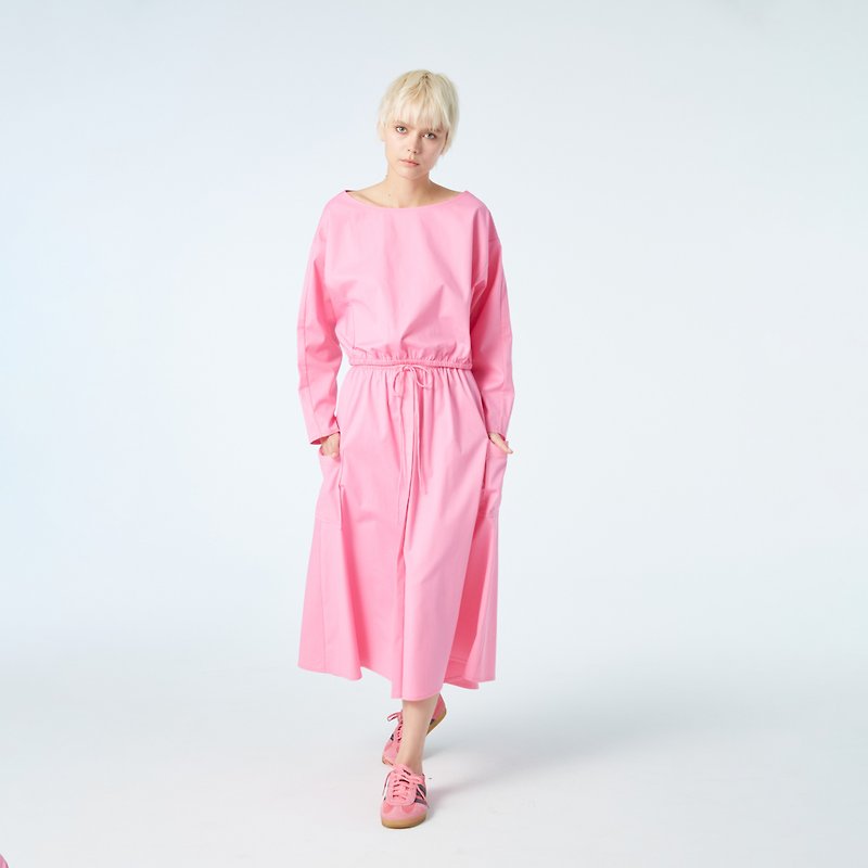 10 MOOn Barbie Pink pocket skirt - Skirts - Cotton & Hemp Pink