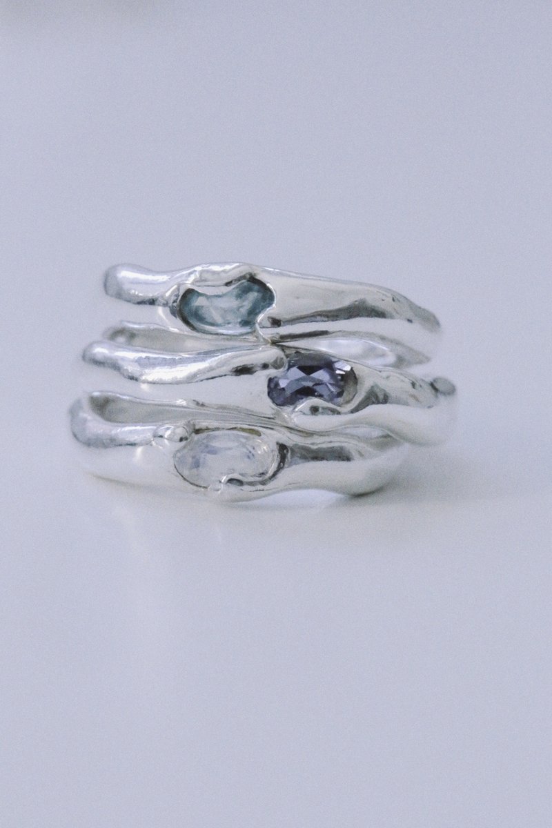 Flow jewel ring 流動寶石 戒指 - 戒指 - 純銀 多色