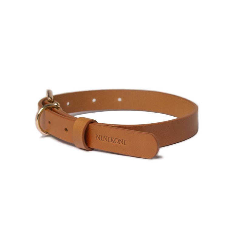 Cittadino Italian Leather Collar-Coffee Bronze - Collars & Leashes - Genuine Leather Brown