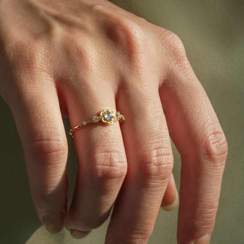 NEW Moonstone [Flower Shadow and Dream] s925 sterling silver ring || Exclusive edition - General Rings - Sterling Silver Silver