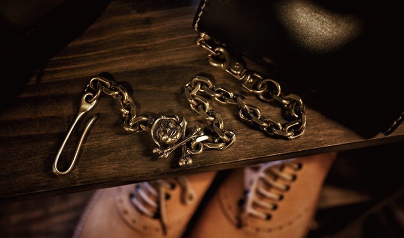 【ノックアウト】QS Leather 韓国製 手作りイエローパンツ チェーン ウエストチェーン アメリカン レトロ - その他 - 銅・真鍮 
