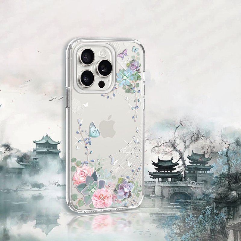 iPhone 17/16/15/14/13/12/11 輕薄軍規防摔彩鑽手機殼-舞江南 - 手機殼/手機套 - 其他材質 多色