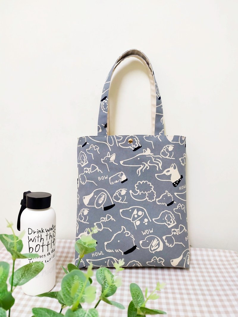 Shutian series shoulder bag/tote bag/A4 book bag/grey dog/limited out-of-print product - Handbags & Totes - Cotton & Hemp Gray