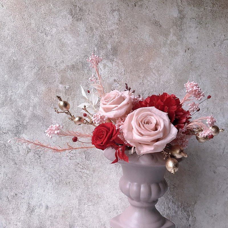 | Immortal Flower Ceremony | Pink Love Rose Romantic Classical Table Flower - ช่อดอกไม้แห้ง - พืช/ดอกไม้ สึชมพู