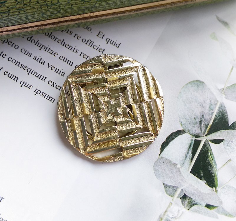 【西洋古董飾品】 淡金 幾何鏡像世界  圍巾夾 絲巾扣 絲巾夾 - 其他 - 其他金屬 金色