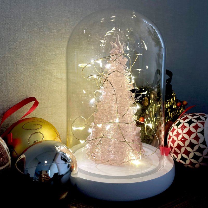 The glittering wire-drawn [Pink Glass Christmas Tree] is all handmade and is only available for subway delivery - ของวางตกแต่ง - แก้ว สึชมพู