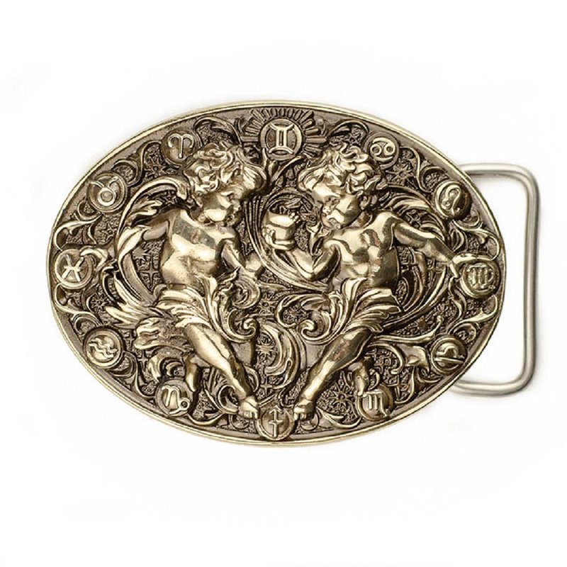 Aries soild german silver belt buckle, Zodiac sign nickel silver belt - 皮帶/腰帶 - 其他材質 銀色
