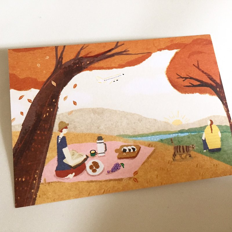 Autumn slowly coming - Postcard - การ์ด/โปสการ์ด - กระดาษ สีส้ม