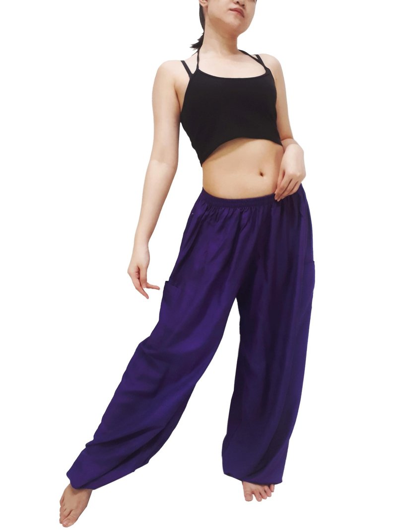 Solid Harem Pants Women Clothing Aladdin Pants Gypsy Pants Rayon Trouser SRNC - 男長褲/休閒褲 - 其他材質 紫色