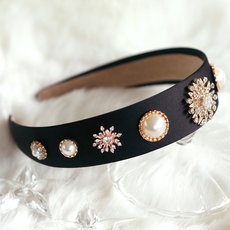 Glamorous Accessorized Wide Headband - Hair Accessories - Other Materials Black