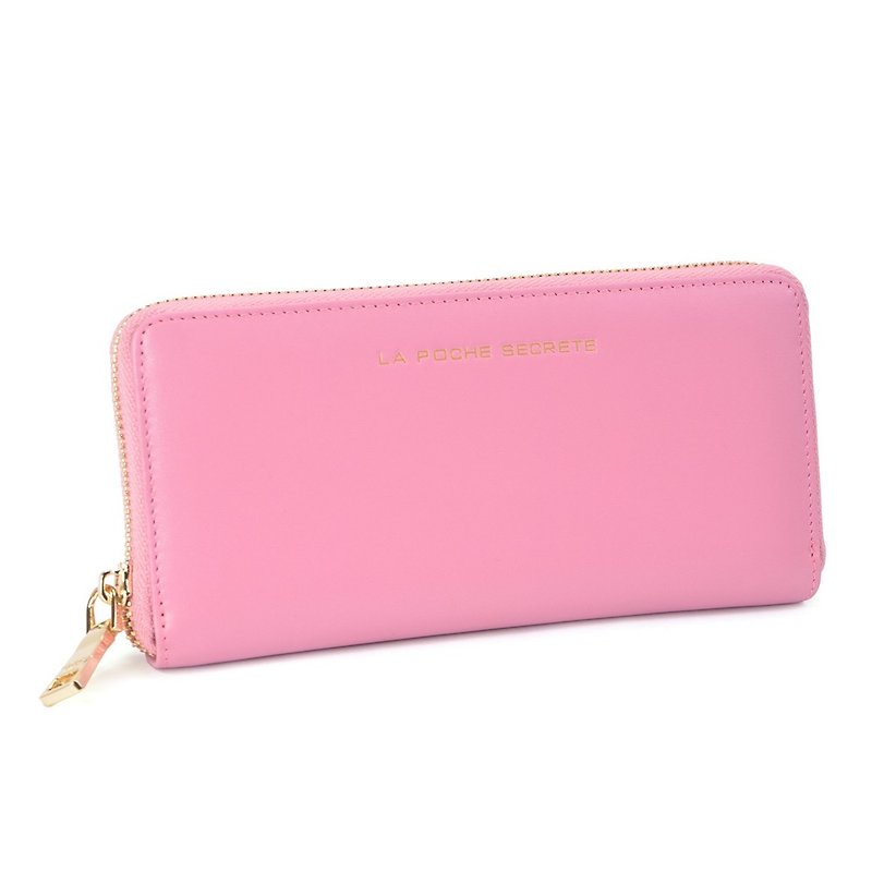 [] Favorites La Poche Secrete mo zipper long clip _ _ n ladies pink leather - Wallets - Genuine Leather Pink