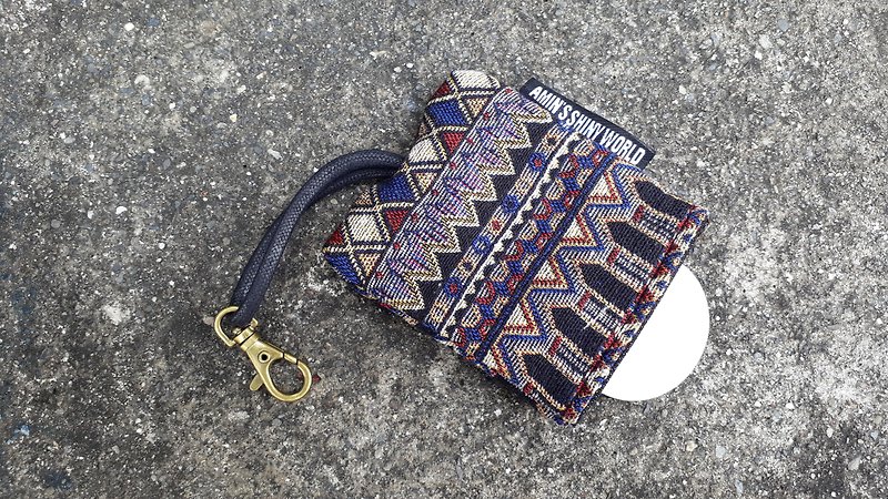 AMIN'S SHINY WORLD handmade custom ethnic gogoro key bag - Keychains - Cotton & Hemp Multicolor