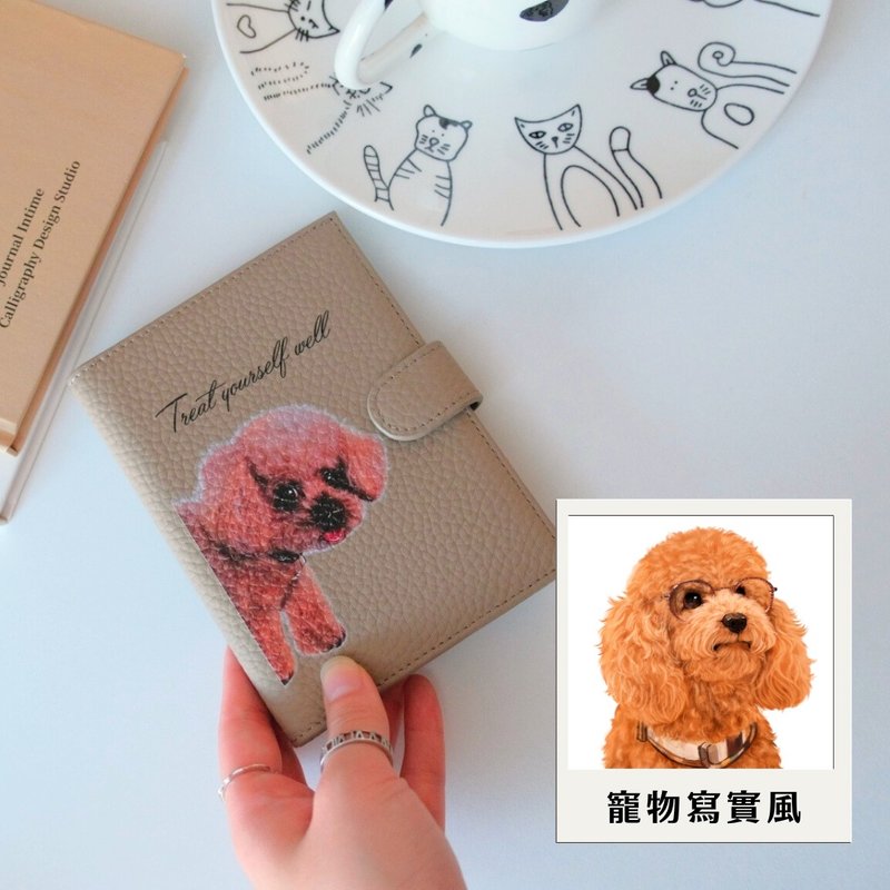 Printable customized passport cover genuine leather RFID wallet pet realistic style - กระเป๋าสตางค์ - หนังแท้ สีใส