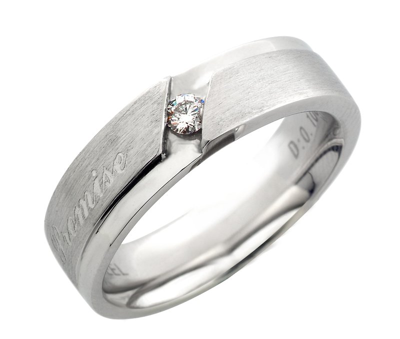 美夢成真 鑽石白鋼 男用戒指 求婚戒指 結婚對戒推薦 - 對戒 - 鑽石 銀色