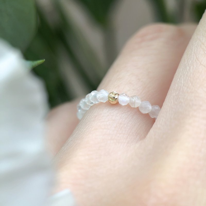 【December・Platycodon】Kaguya | Moonstone Ring Flexible Ring - General Rings - Gemstone White