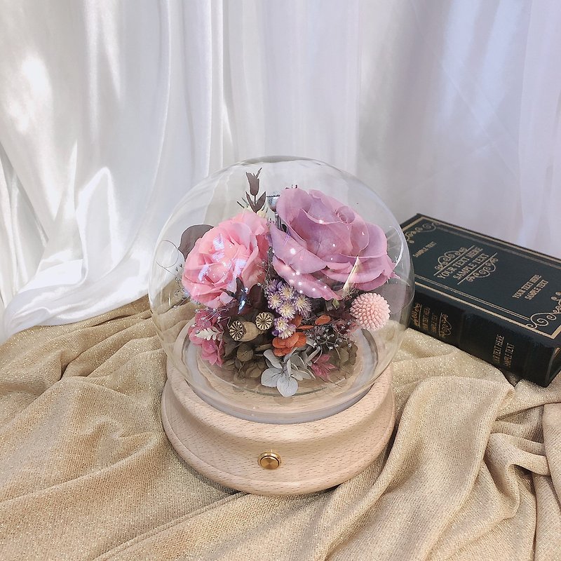 [Meet Hengjiu] Japan's top eternal flower blue bud speaker rotating glass cover with box, a total of two - Dried Flowers & Bouquets - Plants & Flowers 