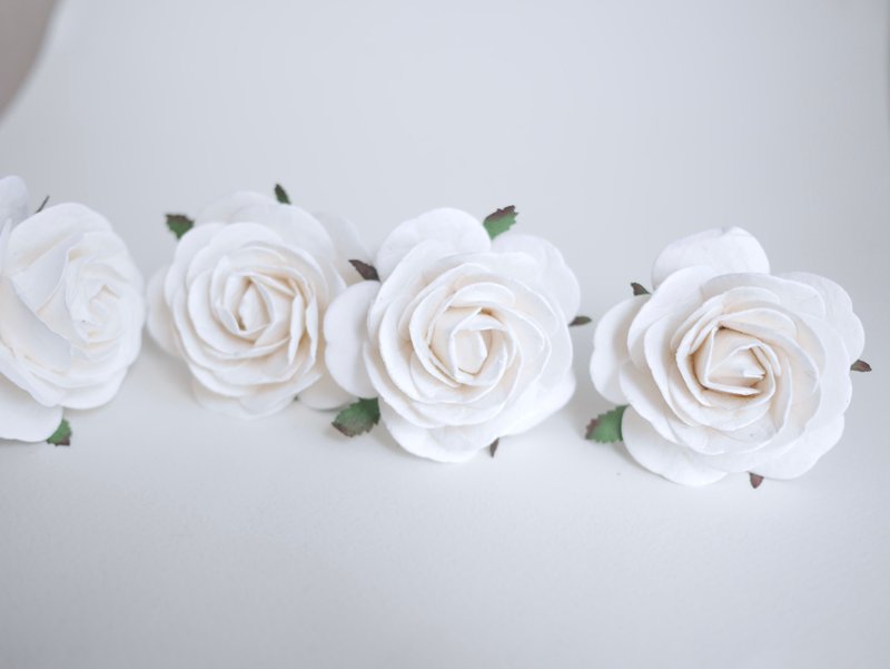 Paper Flower, 10 pieces DIY pieces mulberry rose size 7.0 cm., white colors. - 其他 - 紙 白色