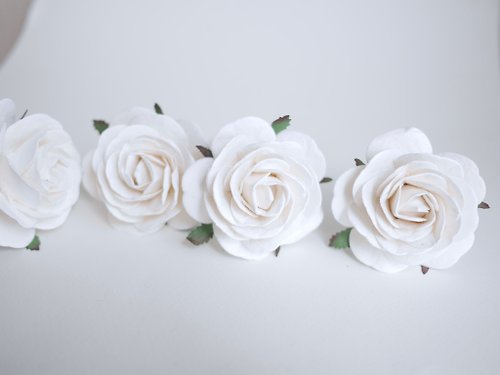 makemefrompaper Paper Flower, 10 pieces DIY pieces mulberry rose size 7.0 cm., white colors.