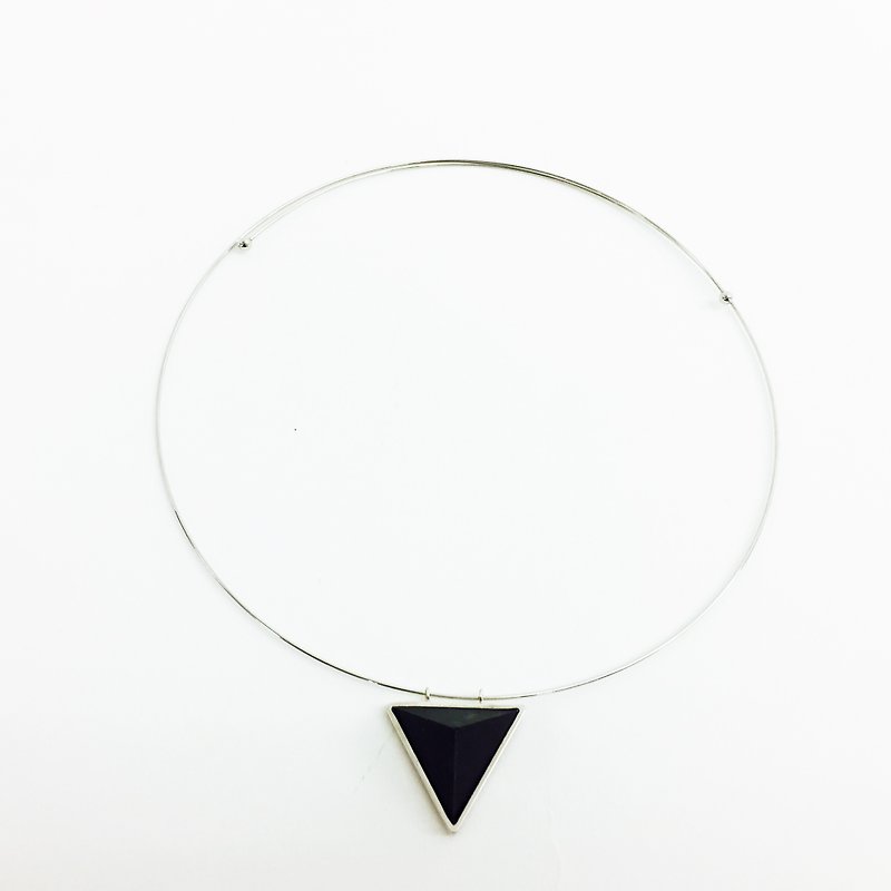 PRISM triangle choker Silver dark blue - Necklaces - Other Metals Black