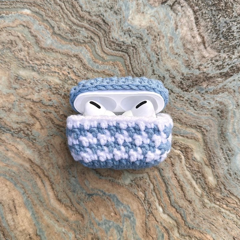 Crochet Airpods Pro 1/2、AirPods 1/2/3 case Handmade in Light Blue - Headphones & Earbuds Storage - Cotton & Hemp Blue