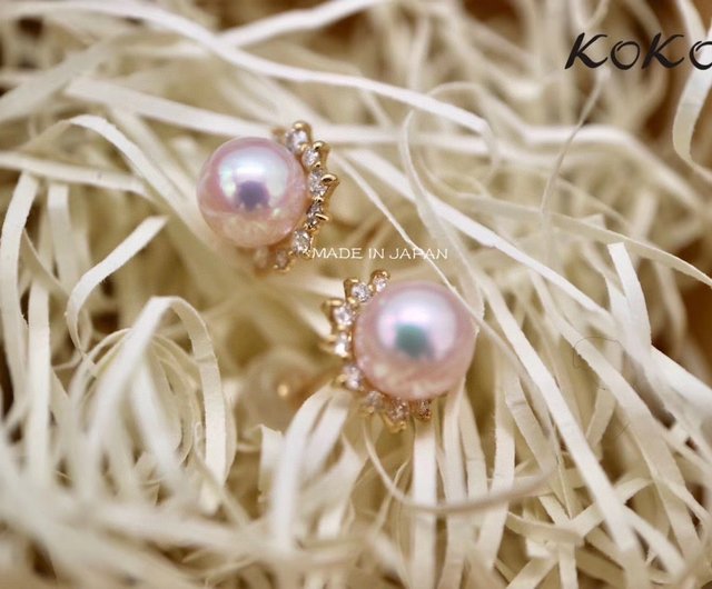 日本製 あこや真珠ネックレス 真珠ピアス ダイヤモンド付 日本製18金 パールセット - ショップ KOKO PEARL JEWELRY ネックレス  - Pinkoi