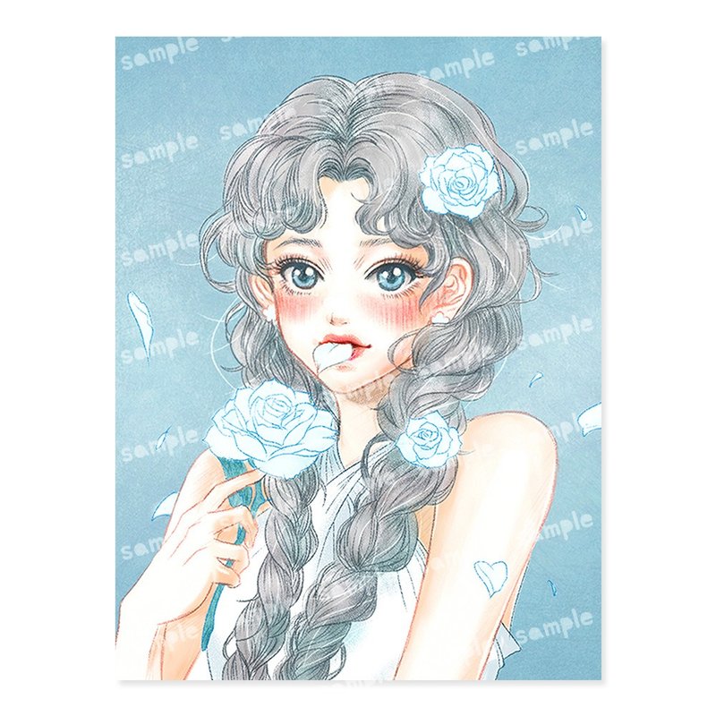 Blue Rose postcard - 卡片/明信片 - 紙 