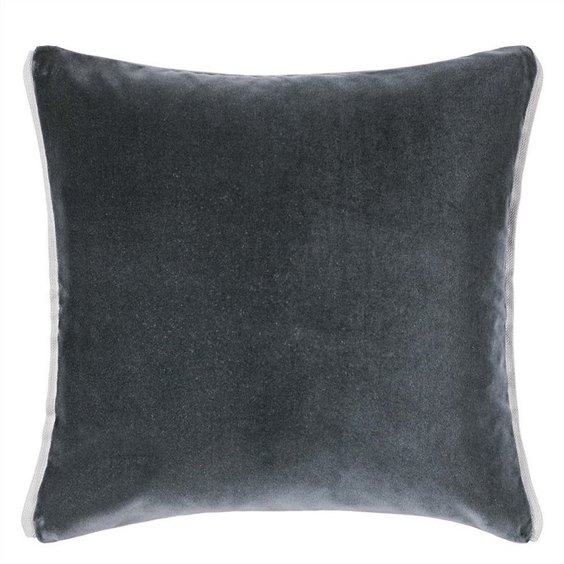 British Throw Pillow/Cushion Varese Graphite & Platinum - 43x43cm - Pillows & Cushions - Cotton & Hemp Gray