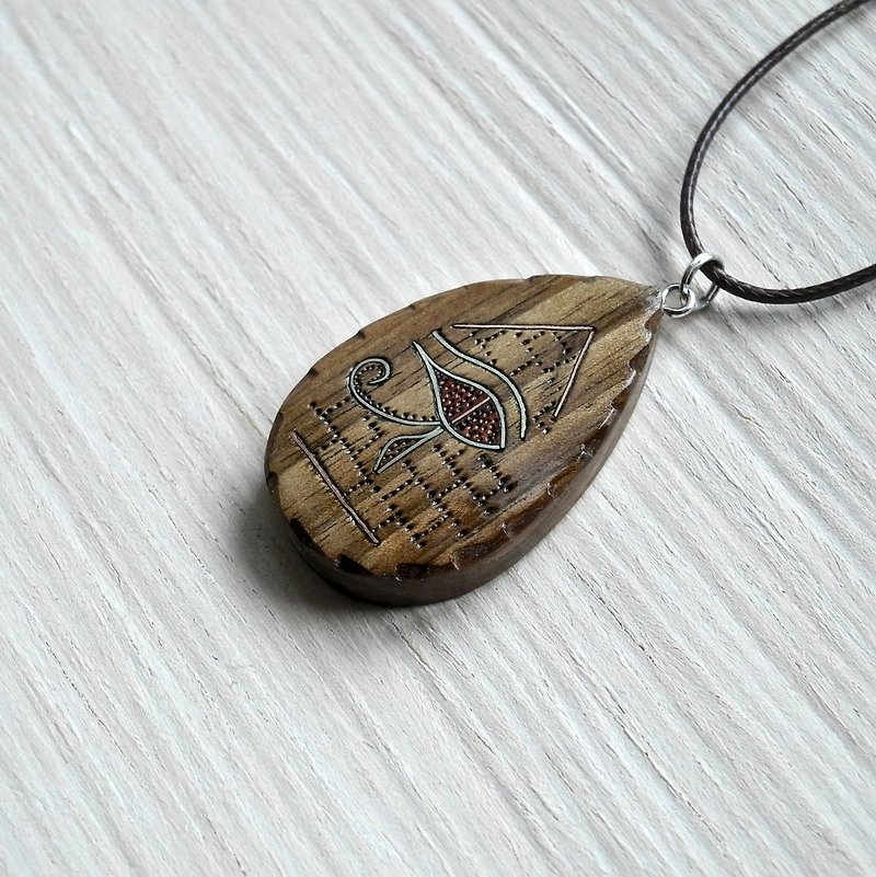 Walnut necklace with egyptian design - 項鍊 - 木頭 咖啡色