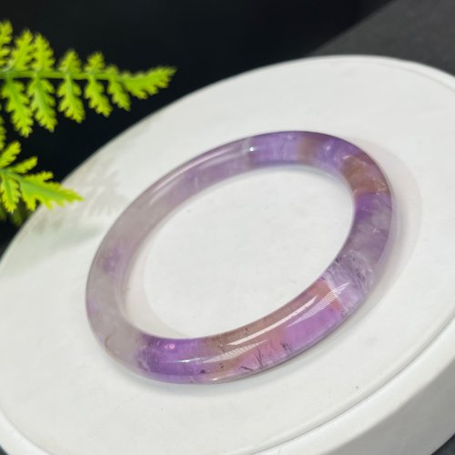 WANZAMGOK 精品 玻利維亞 紫黃晶手鐲 59+MM 冰透星光閃片 雙色紫黃水晶手環