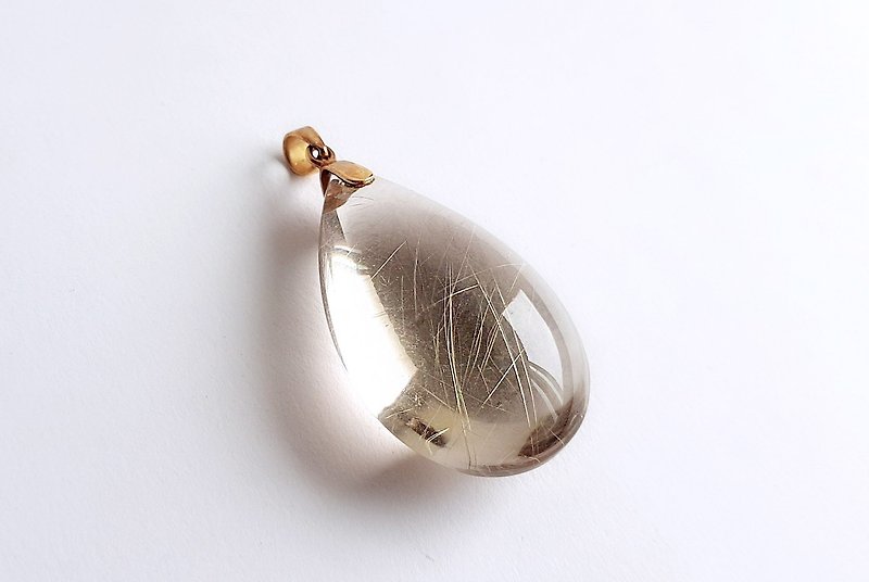 Gemstones. Yulu. Natural Ore Tea Bottom Blonde Crystal Titanium. Necklace - Necklaces - Gemstone Khaki