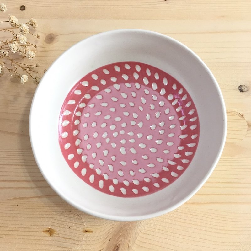 Light rain - pottery bowl red / pink - ถ้วยชาม - ดินเผา สีแดง