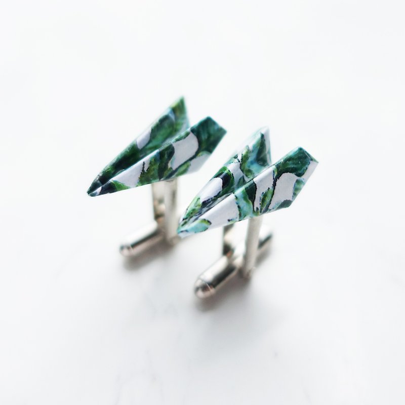 Origami Paper Aeroplane Cufflinks - กระดุมข้อมือ - กระดาษ สีเขียว