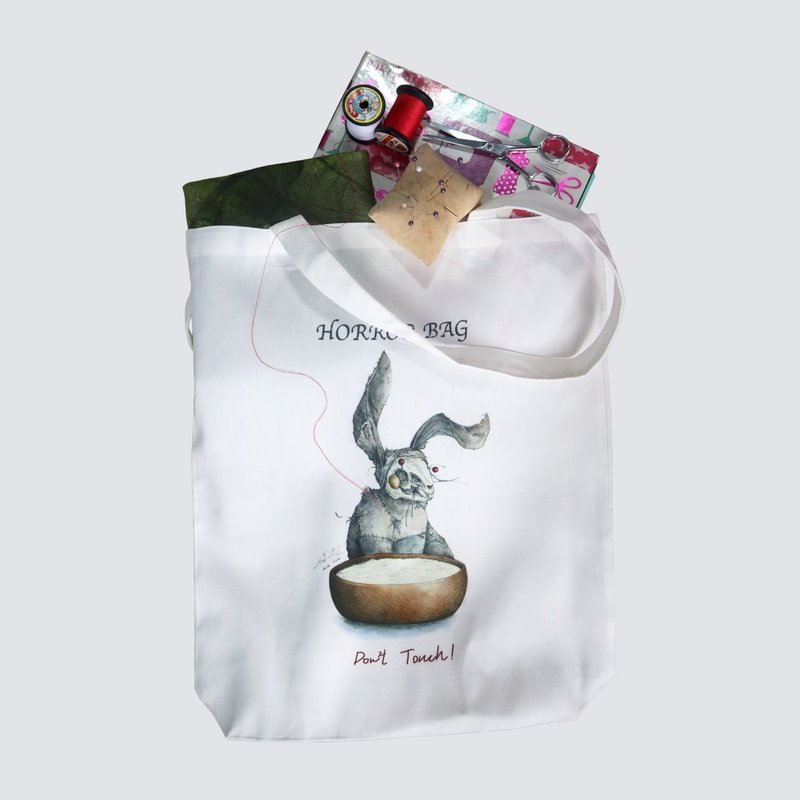 Unisex Unique Original Art Tote bag, Special design inspired from horror stories - Handbags & Totes - Polyester White