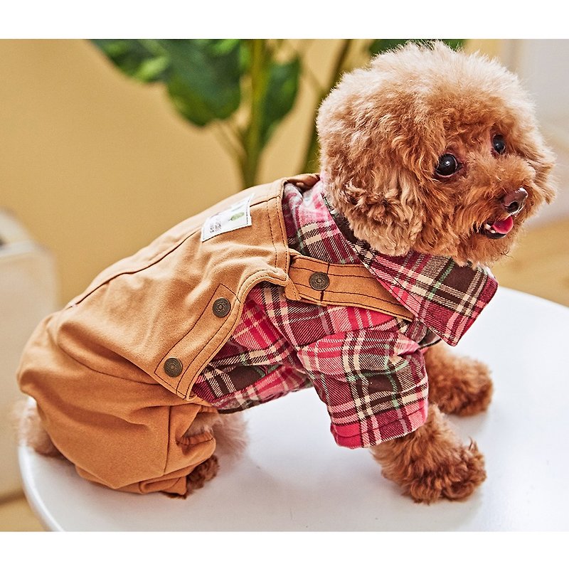 Pet clothes Two-piece checkered pants - Clothing & Accessories - Cotton & Hemp Gold