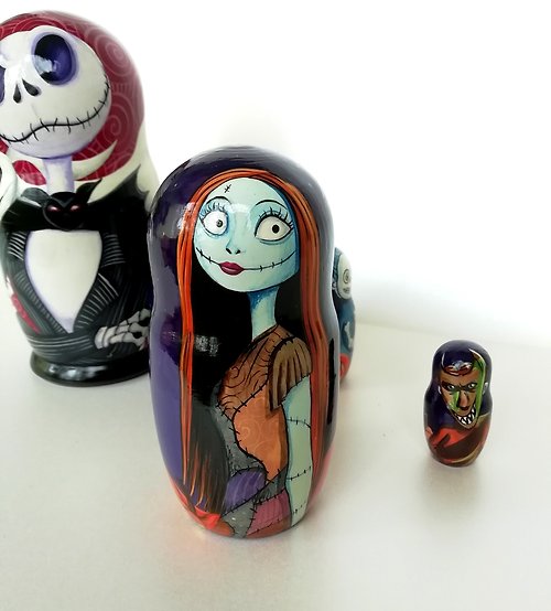Nightmare Before Christmas Nesting Doll/Hand-Paint-Craft/NEW/Micro/FREE SHIP US 