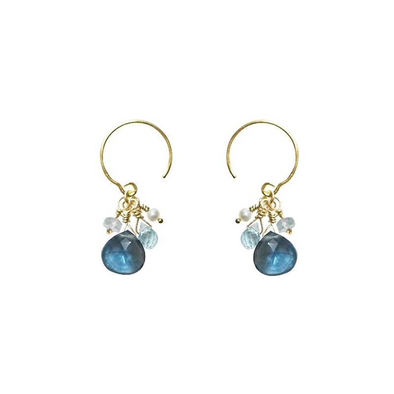 神秘 | 手作天然石吊飾耳環系列 - 耳環/耳夾 - 寶石 藍色