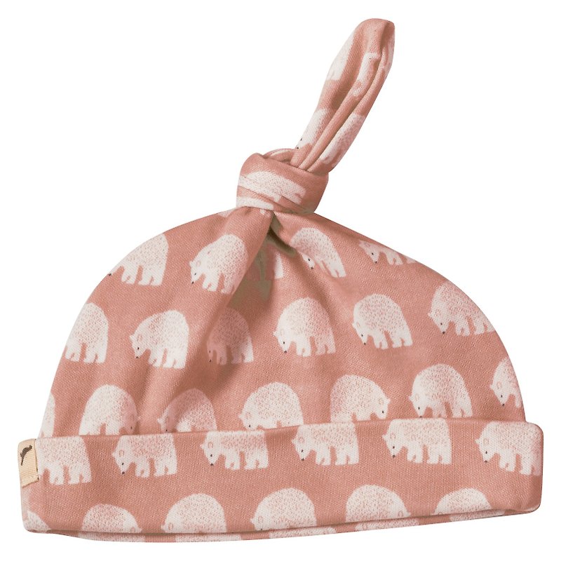 100%有機棉 北極熊嬰兒啾啾帽 英國生產製造 - 彌月禮盒 - 棉．麻 粉紅色