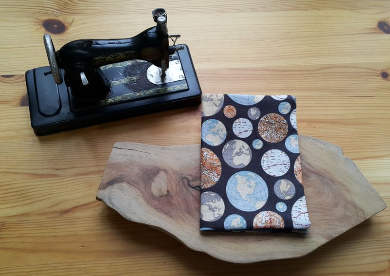 Planet Map 50K /A6 /book jacket/notebook jacket/handbook cover/multi-functional exclusive - Book Covers - Cotton & Hemp 