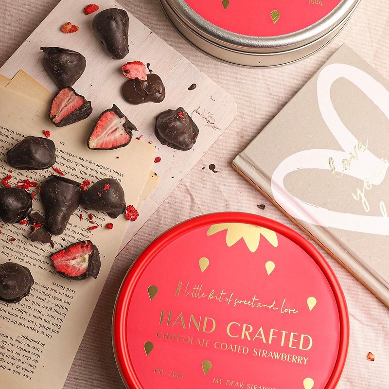 新鮮食材 蛋糕/甜點 紅色 - 四盒分享超值組【My Dear strawberries】手工薄層草莓巧克力