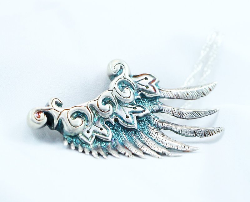 Dawn feather. 925 Silver necklace. (Spot goods) - Necklaces - Other Metals Silver